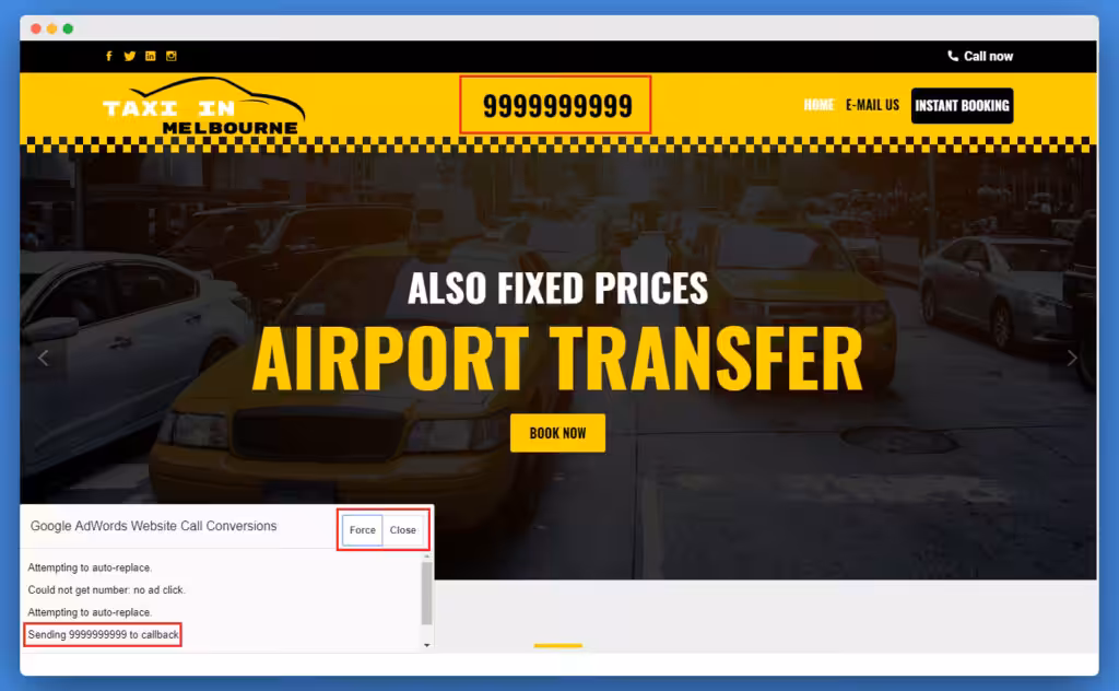 google ads website call conversion trick screenshot