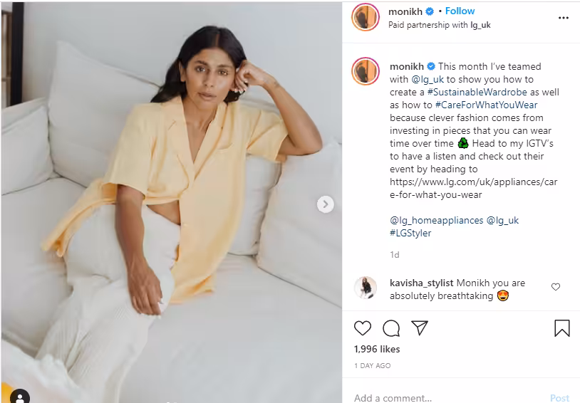 Fashion influencer Monikh Dale